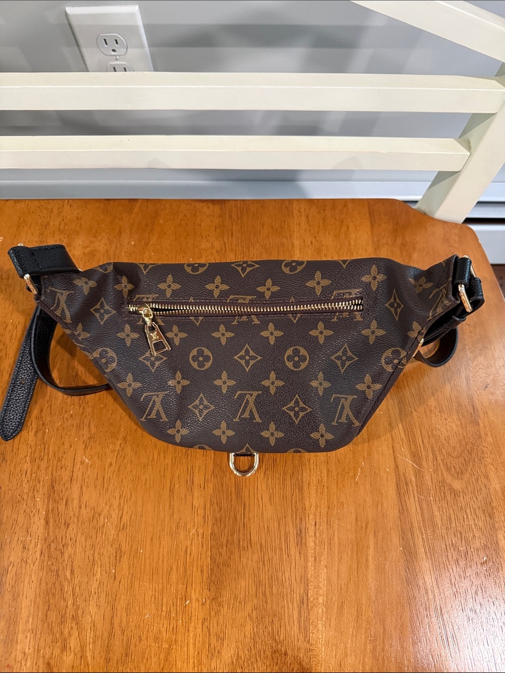 Louis Vuitton Brown Monogram Canvas Crossbody Belt Bag with Black Strap - Picture 2 of 3